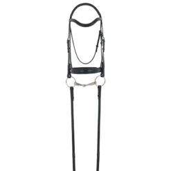 Camelot Gold RCS Crank Snaffle Dressage Bridle - Black