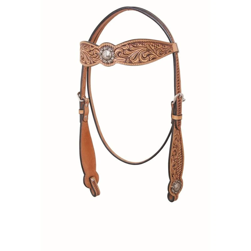 Western Rawhide Country Legend Floral And Basket Browband Headstall - Golden Tan 3 Western Rawhide Country Legend Floral And Basket Browband Headstall - Golden Tan