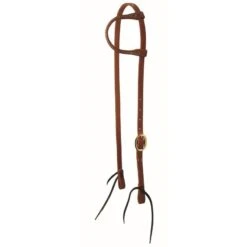 Western Rawhide 5/8" One Ear Headstall With Ties - Oiled Harness Leather