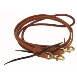 Western Rawhide Rolled 5/8" Latigo Barrel Racer Reins - Harness Leather