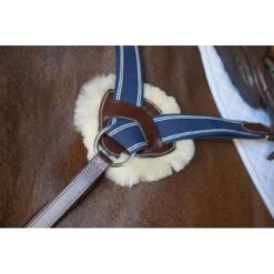 Nunn Finer 5-Way Breastplate With Blue Elastic - Havana/Zinc -Saddle Shop 404255 800 800
