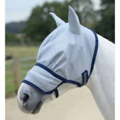 Bucas Buzz-Off Extended Nose Fly Mask W/Ears - Silver