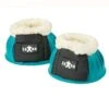 Saxon Fleece Trim Rubber Bell Boots - Turquoise/White -Saddle Shop 410316 800 800