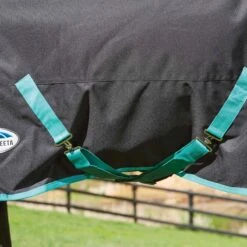Weatherbeeta Green-Tec 900D Detach-A-Neck Medium Turnout Blanket - Black/Bottle Green -Saddle Shop 413686 800 800