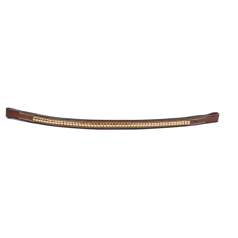 Harmohn Kraft Brass Clincher Browband - Oakbark 3 Harmohn Kraft Brass Clincher Browband - Oakbark
