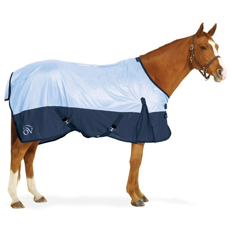 Ovation Super Fly Sheet W/Surcingle Belly - Lt.Blue/Navy 3 Ovation Super Fly Sheet W/Surcingle Belly - Lt.Blue/Navy