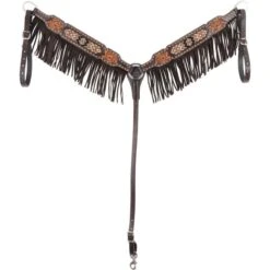 Western Rawhide Country Legend Bead Inlay Breastcollar - Brown Fringe