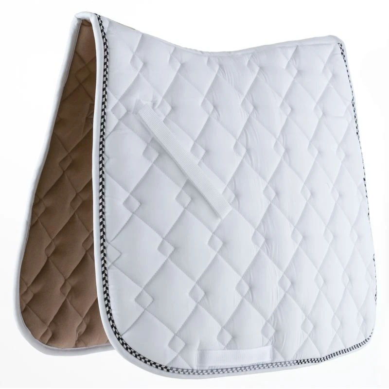 Roma Ecole Double Diamond Quilt Dressage Saddle Pad - White/Black/Silver 3 Roma Ecole Double Diamond Quilt Dressage Saddle Pad - White/Black/Silver