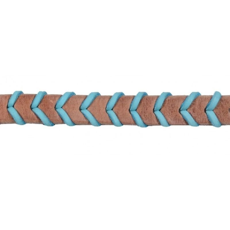 Western Rawhide 5/8" Braided Leather Barrel Racer Reins - Ocean Blue 3 Western Rawhide 5/8" Braided Leather Barrel Racer Reins - Ocean Blue