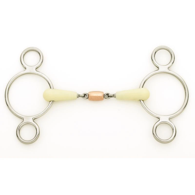 Happy Mouth Bits Double Jointed Copper Roller 2-Ring Gag - Stainless Steel 3 Happy Mouth Bits Double Jointed Copper Roller 2-Ring Gag - Stainless Steel