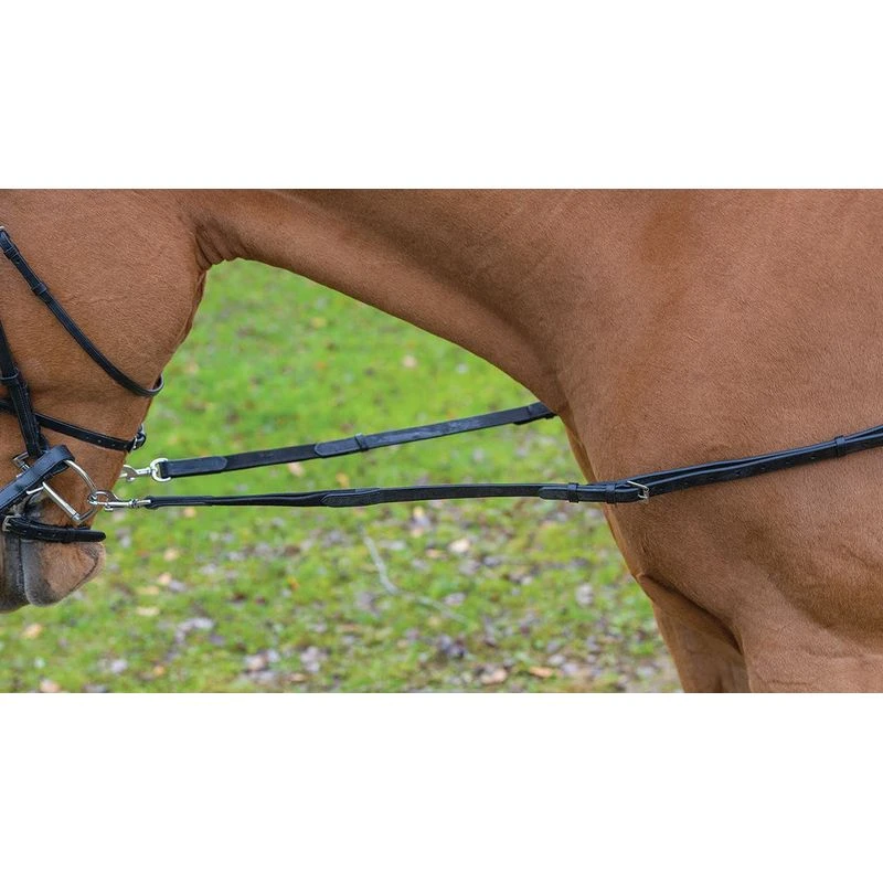 Shires Avignon Leather & Elastic Side Reins - Black 3 Shires Avignon Leather & Elastic Side Reins - Black