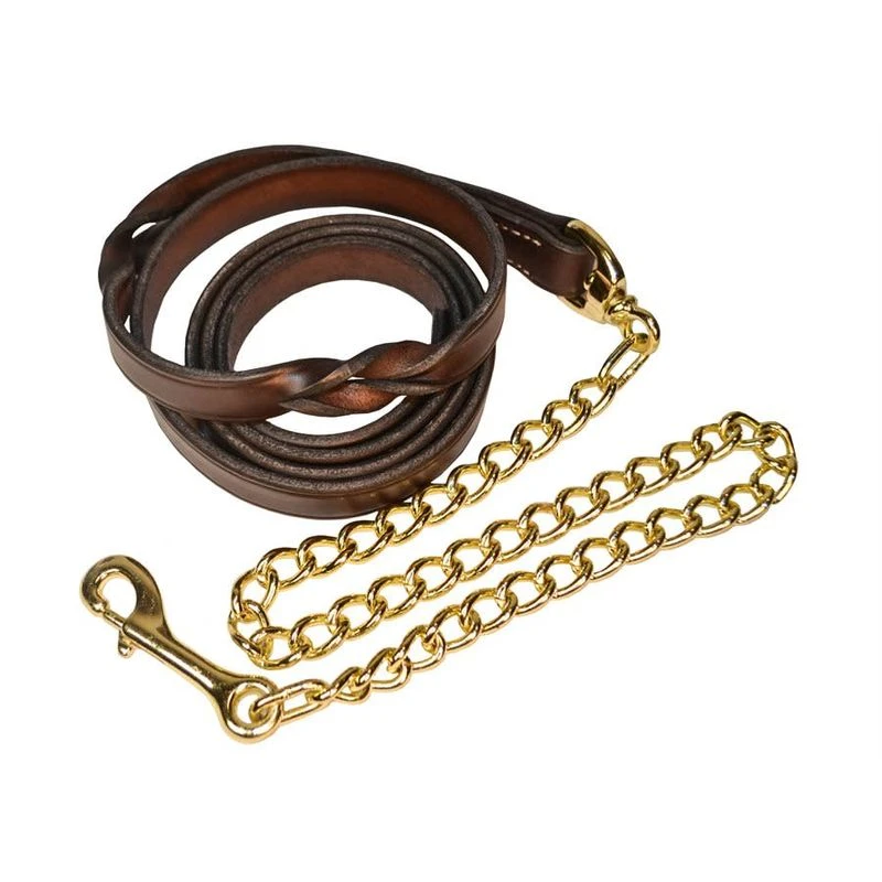 Perri's Twisted Leather Lead W/Chain - Havana/Brass 3 Perri's Twisted Leather Lead W/Chain - Havana/Brass