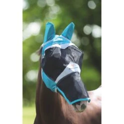 Shires Fine Mesh Fly Mask W/Ears & Nose - Teal