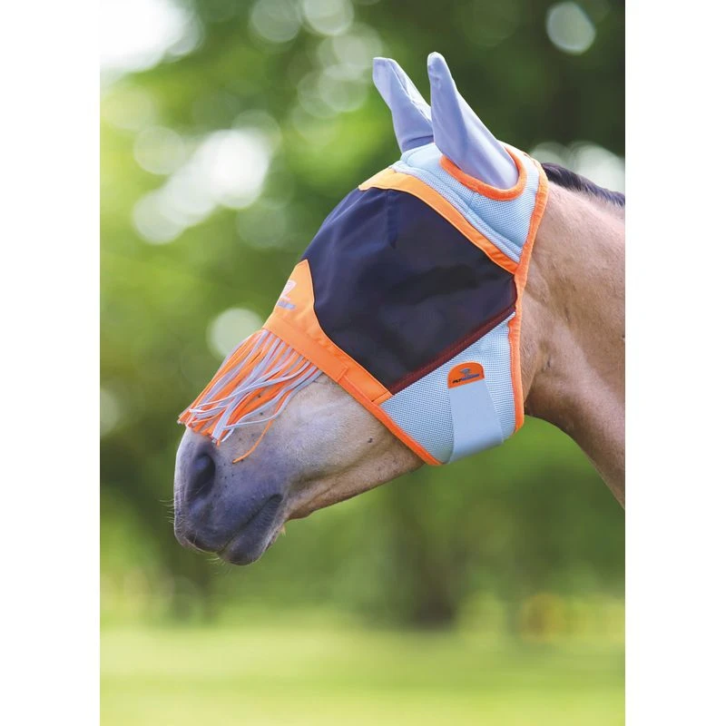 Shires Air Motion Fly Mask W/Ears & Nose Fringe - Orange 3 Shires Air Motion Fly Mask W/Ears & Nose Fringe - Orange