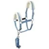 Horze Striped Halter W/Fleece Fur & Matching Lead - Ocean View Blue
