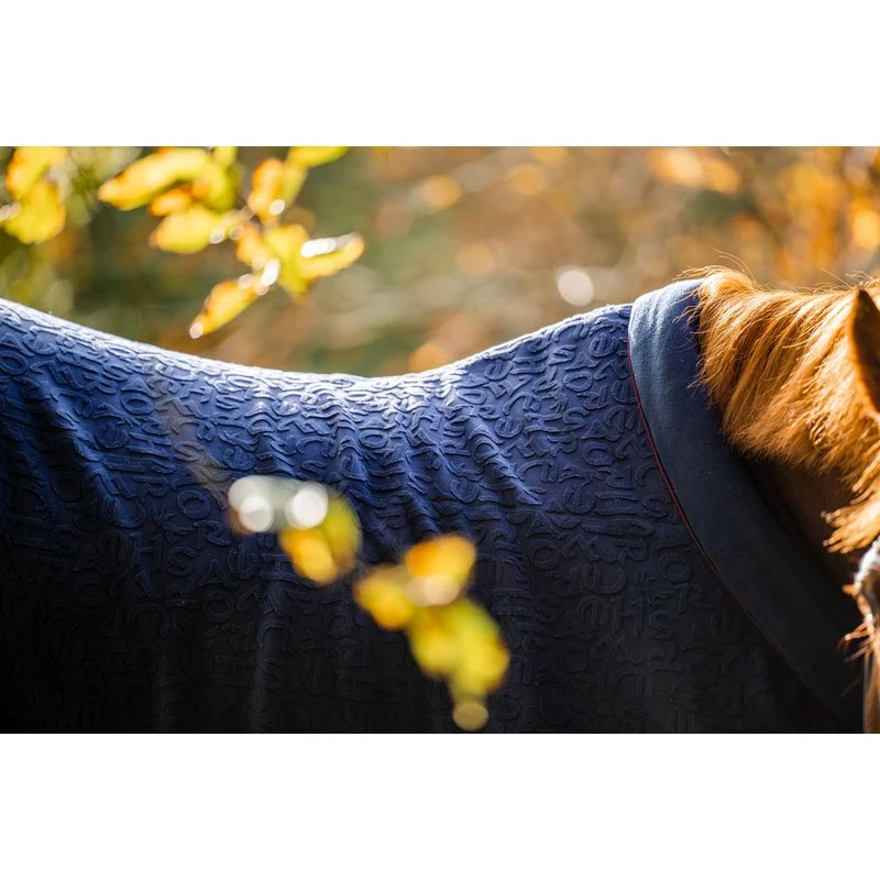 Horseware Embossed Cosy Neck Fleece - Navy HW Print/Burgundy/White 8 Horseware Embossed Cosy Neck Fleece - Navy HW Print/Burgundy/White - Image 6