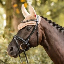 Horze Quinn Ear Net - Shiitake Beige 7 Horze Quinn Ear Net - Shiitake Beige -Saddle Shop 602859 800 800