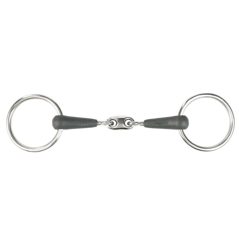 Horze Oval Link Loose Ring Snaffle Bit - Black 3 Horze Oval Link Loose Ring Snaffle Bit - Black