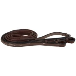M. Toulouse Platinum Raised Rubber Reins - Chocolate