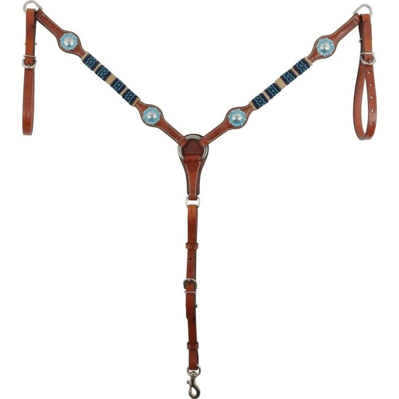 Western Rawhide Country Legends Turquoise Beads Breastcollar - Chestnut 3 Western Rawhide Country Legends Turquoise Beads Breastcollar - Chestnut