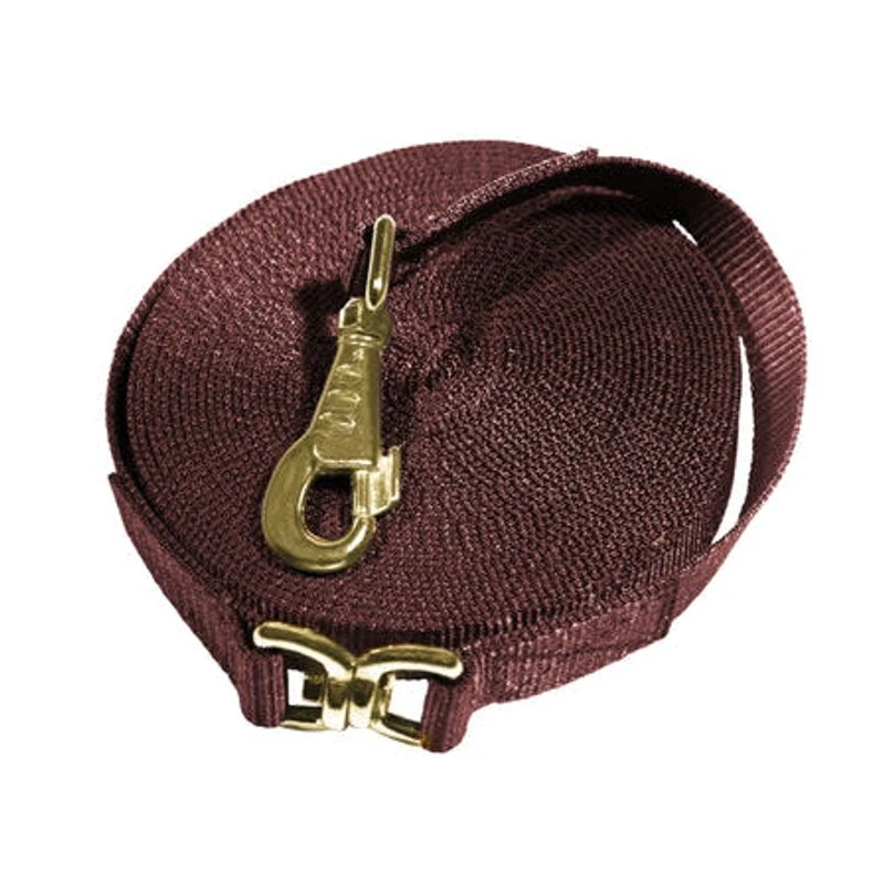 Kensington 30ft Flat Nylon Lunge Line - Brown W/Goldtone 3 Kensington 30ft Flat Nylon Lunge Line - Brown W/Goldtone