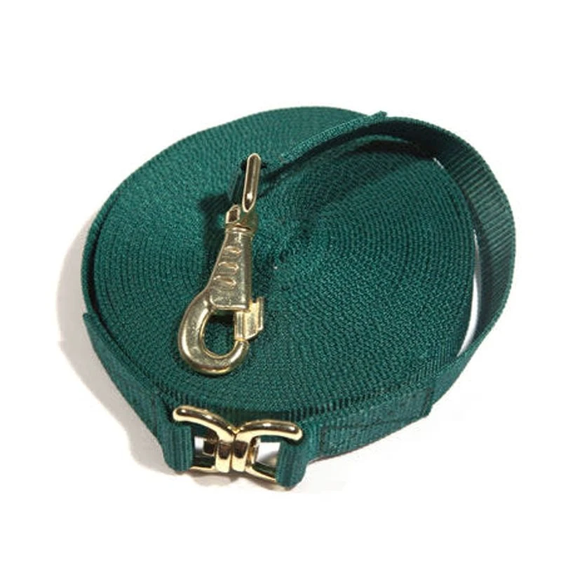 Kensington 30ft Flat Nylon Lunge Line - Hunter W/Goldtone 3 Kensington 30ft Flat Nylon Lunge Line - Hunter W/Goldtone